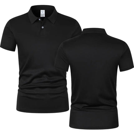 2025 Summer Men's Solid Color Polo Shirt Short Sleeve Collar Button T-shirt Men's Casual Street Wear Lightweight Jogging Top Bre