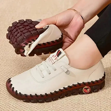 Sneakers Women Shoes Loafers Lace Up Leather Flat New Spring Casual comfortable Mom Shoe Mujer Zapatos Chaussure Femme