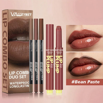 4Pcs Ultimate Lip Combo Set - 3pcs Lip Liners+Lipstick - Define, Contour and Hydrate - Creamy Smooth Lip Kit for Lip Combo Set