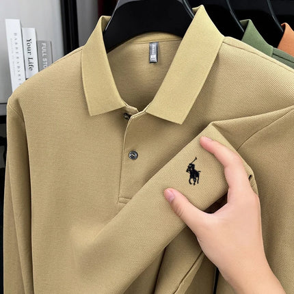 100% cotton fashionable spring autumn new Paul brand embroidered T-shirt men's comfortable skin-friendly long-sleeved polo shirt