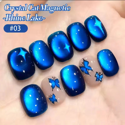 10ML 1-10PCS Hot Selling Blue Nails Glass Bead Whitening Deep Blue Magnet Cat Eye Nail Polish Gel French Tip Nails Nail Supplies