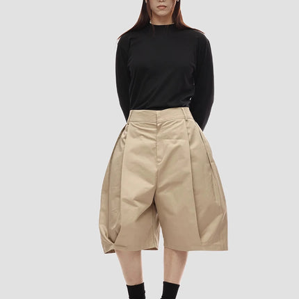 Mauroicardi Spring Summer Cool Baggy Casual Khaki Wide Leg Shorts for Men with Elastic Waist Loose Luxury Designer Clothes 2025