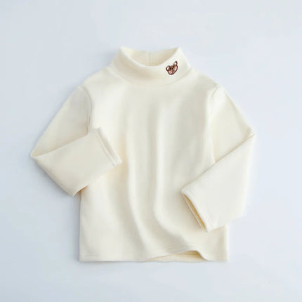 Warm Base, Autumn and Winter with Fleece, Children's Long Sleeved Fleece Thickened Shirt, Men's and Women's High Neck Top