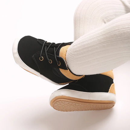 High-Top New 0-18M Baby and Children's Shoes Fashionable and Sporty PU Soft Rubber Sole First Walking Casual Sports Shoes