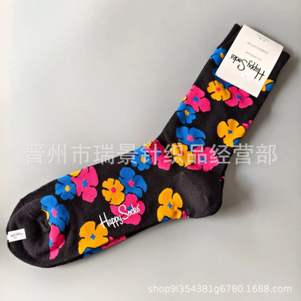High Quality Fashionable Men's Mid-Calf Cotton Socks HappySocks New Arrival Suitable for All Seasons Swedish Design