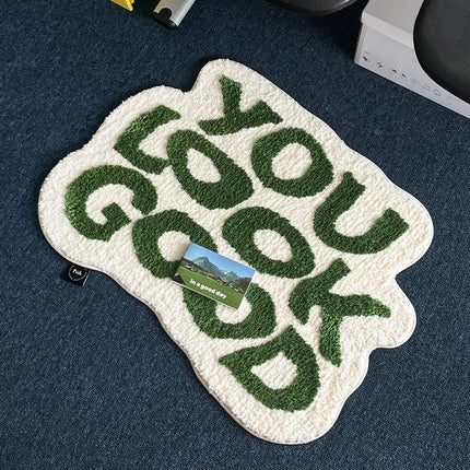Irregular Letter Floor Mats, Soft And Anti-Slip Faux Cashmere Area Carpets, Bedroom Chair Floor Mats, Home Decoration