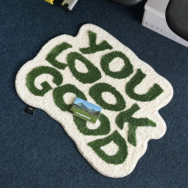Irregular Letter Floor Mats, Soft And Anti-Slip Faux Cashmere Area Carpets, Bedroom Chair Floor Mats, Home Decoration