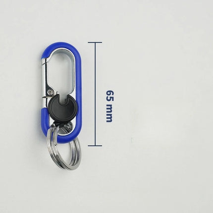 1/4Pcs Rotatable Lock Carabiner Keychain Metal Double Ring Anti-Lost Key Holder Quick Release Key Ring Pendant for Men