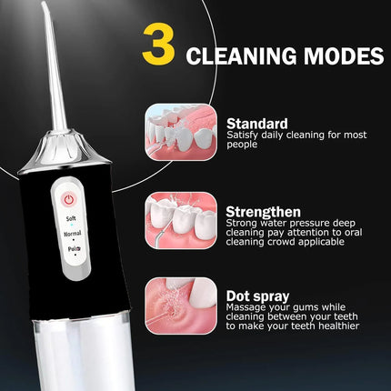 Water Flossers Portable Dental Irrigator Cordless Floss Irrigators Jet Rechargeable Oral Flossers Black Sets for Adults Braces