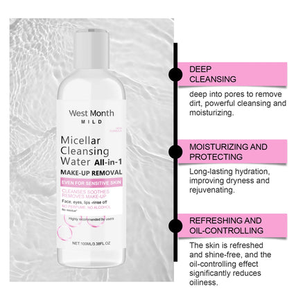 100ml Micellar Water Hydrating Facial Cleanser Deep Makeup Remover Cleaning Water Refresh Hydrate Cleansing For Sensitive Skin