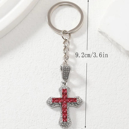 Street 1pc Shiny Rhinestone Cross Charm Gorgeous Keychain