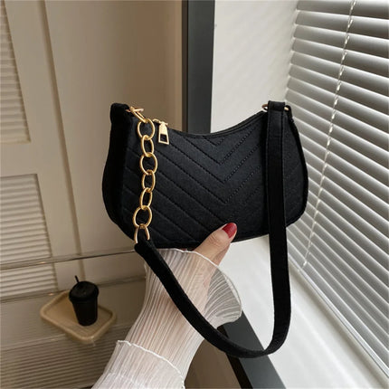 Women's Mini Felt Shoulder Bag - Ergonomic Underarm Saddlebag Purse Shoulder Pouch Simple Light Weigh Underarm Bag