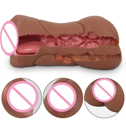 3 IN 1 Artificial Real Pussy Oral Anal Vagin Male Masturbator Deep Throat Blowjob Massager Masturbator Adult Sex Toys for Men