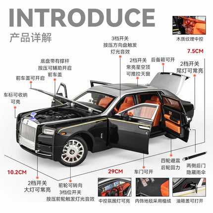 1:18 Phantom Diecast Toy Cars Model Simulated Pull Back Limousine Zinc Alloy Metal Toy Car Gifts Collection