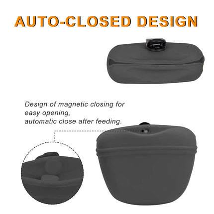 Silicone Dog Treat Pouch-Small Training Bag-Portable Dog Treat Bag for Leash with Magnetic Closure and Waist Clip airtight seale