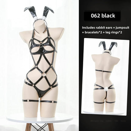 Dresses Sexey SM Three-point Bunny Girl Uniform Temptation Xxx Cosplay Night Watch Song Leather Sexy Lingerie Erotic Costume 18