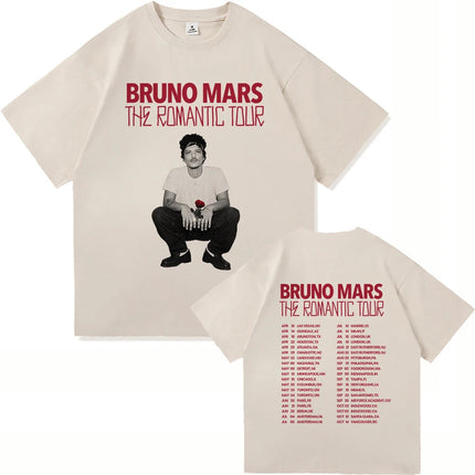 The Romantic Album T Shirt Bruno Mars The Romantic Tour 2026 Men/women Clothing Vintage Harajuku High Quality Cotton Tshirts