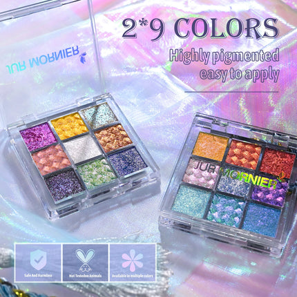 JUR MORNIER 9 Color Multichrome Eyeshadow Palette Shimmer Chameleon Eye Shadow Waterproof Vegan Cruelty Free Eye Makeup