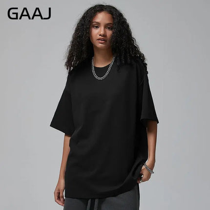 100% Cotton T shirt Women,Short Sleeve Plain Tops,Solid Oversized Hip Hop Tee Shirts,Quality Clothing Heavy Weigh 8.8oz 250gsm