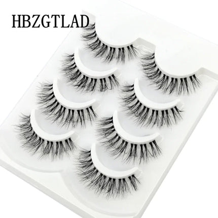 HBZGTLAD 4pairs mink lashes natural long invisible thin band fake lashes transparent terrier soft eyelashes extension Beauty
