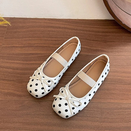 Spring Butterfly-knot Women Dot Ballet Flats Comfort Shallow Elastic Band Shoes Ladies Eelgant Soft Sole Dress Mary Jane Shoes