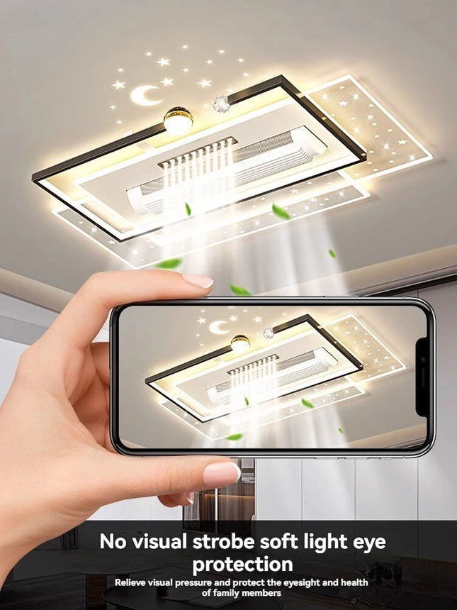LED bladeless fan light, living room light, modern minimalist smart remote control, master bedroom study ceiling light
