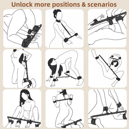 Stainless Steel Adjustable Spreader Bar Handcuffs Wrist Ankle Cuffs BDSM Sex Toy Slave Obedience Bondage Train Fetish Restraints