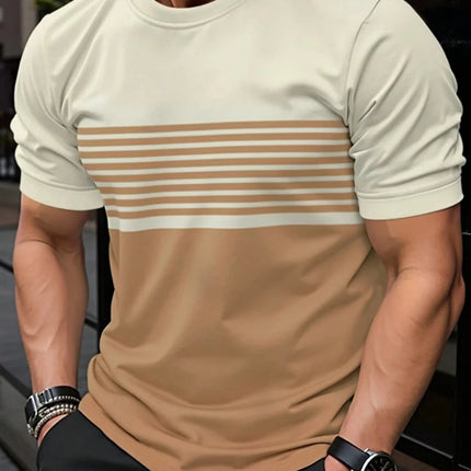 Oversized t-shirt Men's T Shirt Summer Fashion Casual Round Neck Short Sleeve Top Striped Printed Men's Clothing T-shirt