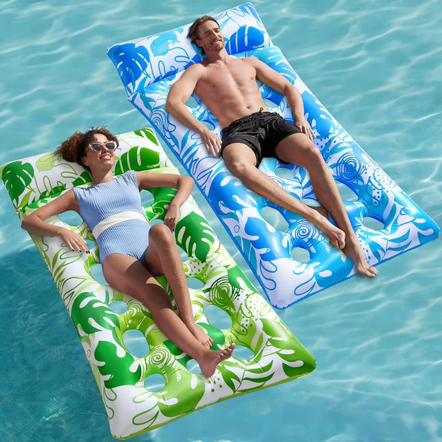 JOYFY 2Pack Adults Inflatable Pool Floats Mat with Headrest Sun Tanning Raft Lake Beach Swimming Pool Party Balloons Toys