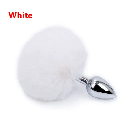 BDSM Stainless Steel Rabbit Tail Butt Plug – 7 Colors Detachable Bunny Anal Plug for Women Men, Adult Sex Toys Gift for Couples