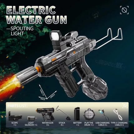 MK3 Simulation Shooting Flames Electric Water Gun Self Absorbent Water Automatic Continuous Water Guns Kids Summer Outdoor Toys