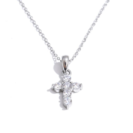 Yhpup High Quality Shiny CNC Cubic Zirconia Cross Pendant Necklace Gift Gold & Platinum Plated Delicate Fashion Collar Jewelry