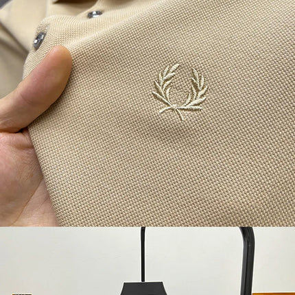 2025 Men's Embroidered Casual Polo Luxury Clothing High-Quality Brand 2024 Cotton Lapel Short Sleeved Summer 100%