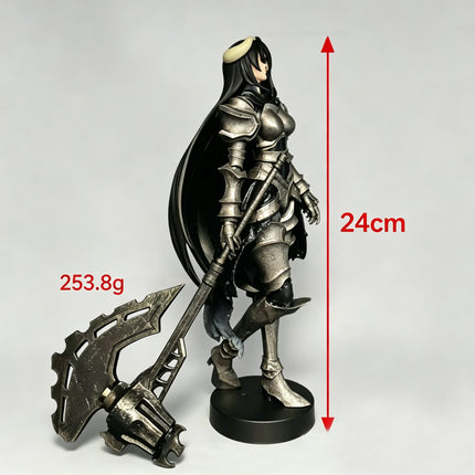 Overlord Armor Ver Figure 24cm Long Hair Demon Horns Battle Axe Statue Anime Model Heavy Metal Texture Armor Knight Figure