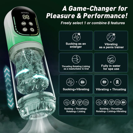 Sex Toys for Men Penis Pump AI Sync Male Pocket Masturbator with 7 Thrusting Rotating Vibrating, Penis Enlarger Masturbation Cup