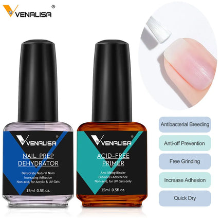 Venalisa 15ml Nail Prep Dehydrator Fast Air Dry Acid-Free Primer Bond Anti-off Prevention Long Lasting For Nail Gel Polish