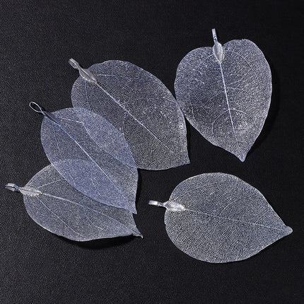 5pcs/set 40-60mm Electroplated Leaf Pendants Mixed Gold Color Natural Leaves Charms For DIY Necklace Earrings Jewelry Accessorie