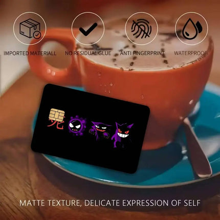 P-Pokemon Gengar Anime Diy Credit Debit Card Sticker Party Sticker Decoration Waterproof Small Chip Card Skin Sticker