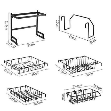 Stainless Steel Kitchen Storage Rack with Drainage System for Sink, Dishwasher Organized for Cups and Cutlery