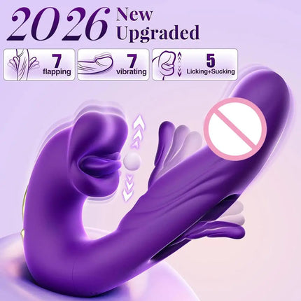 Clitoral Vibrator Licking Sucking Telescopic Rotating Vibrators Silicone Dildo G-Spot Tongue Licking Flapping Sex Toys for Woman