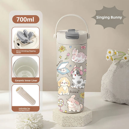 Large Capaci Cerc Inner Lid Insulated Mug Portable Car Coffee Cup Sports Water Bottle Fem High Aesthetic Value