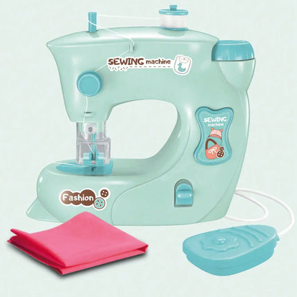 Mini Sewing Machine Toys for Kids, Electric Furniture Model Playing Home Toy with Lights DIY Simulation Sewing Gift for Children