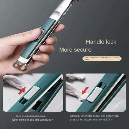 Stainless Steel Steak Clip Grill Clamp Cooking Tongs Barbecue Spatula Clip for Flipping Steak Fish Bread Household Kitchen Tool