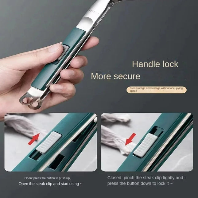 Stainless Steel Steak Clip Grill Clamp Cooking Tongs Barbecue Spatula Clip for Flipping Steak Fish Bread Household Kitchen Tool