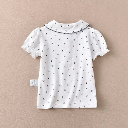 Versatile Japanese Export Student Base Layer Top Polo Shirt Sea Anchor Design T-Shirt For Men Women Children Summer