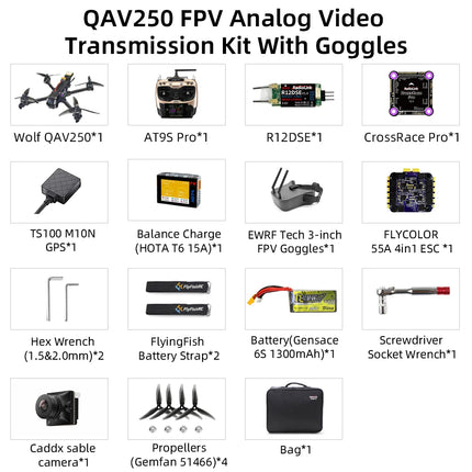 Radiolink Wolf QAV250 FPV Drone 15 Min Flight  GPS 180KM/H at PosHold Flight Mode Real-time Image Transmission Racing drone Quad