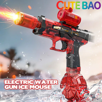 Electric Water Gun Automatic Continuous Firing Squirt Gun Outdoor Toy Long Range Shooting Water Gun with Lights Swimming Toys