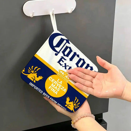 C-Corona E-Extra Beer Polyester Cotton Daily Towel, Hanging Kitchen Hand Wiping Cloth, Durable For Whole House Use