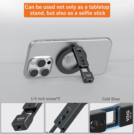 VRIG Magnetic Phone Holder Tripod Mount MagSafe Phone Stand W 1/4 Cold Shoe for iPhone 16 15 14 Samsung Phone Camera Accessories