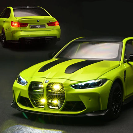 1:24 BMW M3 G80 Coupe Alloy Sports Car Model Diecasts Metal Racing Car Vehicles Model High Simulation Sound and Light Kids Gifts
